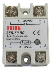 Szilárdtest relé (SSR), 1 csatornás egyenáramú, 60A, 3...32V DC, 5...200V DC, azonnali kapcsolás, csavarható