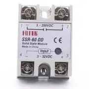Szilárdtest relé (SSR), 1 csatornás egyenáramú, 60A, 3...32V DC, 5...200V DC, azonnali kapcsolás, csavarható