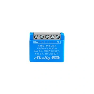 Shelly 1 Mini GEN4 egy áramkörös Wi-Fi + Bluetooth / Zigbee 3.0  multi-protokoll okosrelé, Matter kompatibilis (8A)