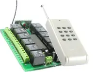 12 csatornás relés vevő, 1km távirányító