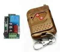 2 gombos távirányító (be/ki gomb) és 1 csatornás vevő modul, relés