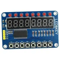 Gomb, LED és kijelző modul, kék TM1638