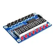 Gomb, LED és kijelző modul, kék TM1638