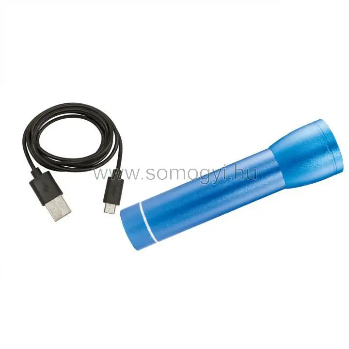 Powerbank LED lámpával, 2600mA, kék