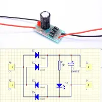 AC-DC egyenirányító modul (Graetz-híd), dióda híd, pl 12V-ra (6-16V vagy 6-32V bemenettel)