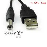 DC Tápkábel USB - 5.5/2.1mm szabvány csatlakozó 5V