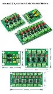 Galvanikus leválasztó panel, 2 csatornás, optócsatolókkal