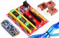 3 tengelyes motorvezérlő pajzs Arduinohoz, pl CNC, 3D nyomtató, robotkar, stb. vezérlésére, tartozék Arduino-val és motorvezérlőkkel