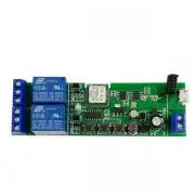 SmartWise 5V-32V két áramkörös WiFi + RF-es, Sonoff kompatibilis, távvezérelhető okos kapcsoló relé, kontakt kapcsolással és impulzus kapcsolási üzemm