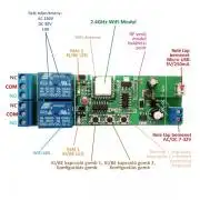 SmartWise 5V-32V két áramkörös WiFi-s, Sonoff kompatibilis, távvezérelhető okos kapcsoló relé, kontakt kapcsolással és impulzus kapcsolási üzemmóddal