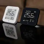 Shelly BLU H&T Display ZB – Hőmérséklet, pára és fény szenzor, e-papír kijelzővel,  Zigbee, Bluetooth, fehér