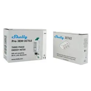 Shelly PRO 3EM 3CT63 okos Wi-Fi + Ethernet háromfázisú fogyasztásmérő, DIN-sínre