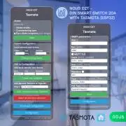 Nous D2T DIN-sín kompatibilis Wi-Fi-s fogyasztásmérős relémodul, Tasmota firmware, Matter kompatibilis, 20A