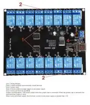 16 Csatornás USB Relés modul, opto-csatolt