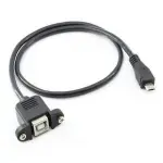 Beépíthető USB B, 2.0 B, panel aljzat, a végén micro USB csatlakozóval