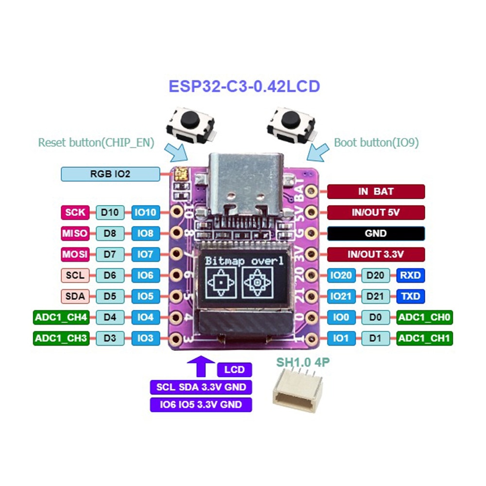 ESP32 C3 Development board with 0.42 inch LCD risc-v WiFi Bluetooth Arduino microprython