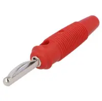 Banándugó, 4mm, 16A, 60V DC, 1.5mm2, nikkelezett, piros