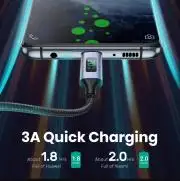 USB töltőkábel feszültség és áram kijelzéssel max 3A