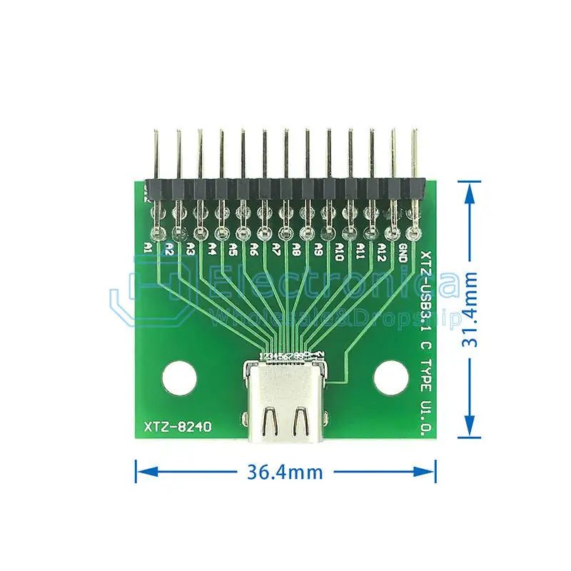 Double Sided Plug-in Type C Female Test Board