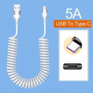 Spirál USB töltő kábel USB C-type