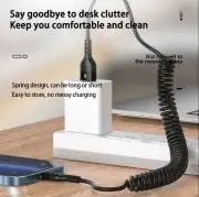 Spirál USB töltő kábel USB C-type