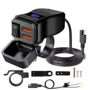 Motoros USB gyorstöltő feszültség kijelzéssel, duál Anya