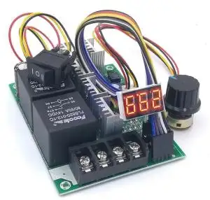 DC motor fordulatszám szabályzó kijelzővel, irányváltóval, PWM, 10...50V, 40A