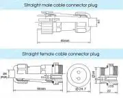 Lengő csatlakozó, IP68 védettség, 16mm, 4 pin, 5A