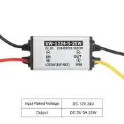 Waterproof 12V/24V(9-40V) To 5V 5A 25W DC/DC Converter Regulator Adapter