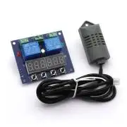 Hőmérséklet és páratartalom alapú vezérlő modul, 12V DC, 10A, 2 relé kontakt kimenet, NO