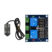 Hőmérséklet és páratartalom alapú vezérlő modul, 12V DC, 10A, 2 relé kontakt kimenet, NO