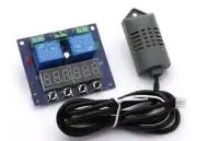 Hőmérséklet és páratartalom alapú vezérlő modul, 12V DC, 10A, 2 relé kontakt kimenet, NO