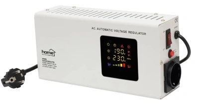 HOME AVR2000S feszültségstabilizátor, 2000VA, automatikus működés, vékony kivitel, falra szerelhető, színes digitális kijelző, teljeskörű meghibásodás elleni védelem