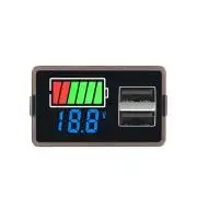 12V-72V Ólomsavas akkumulátor kijelző, 2db USB töltő aljzattal