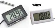 Kijelző, hőmérő, külső szenzorral, 2m kábellel