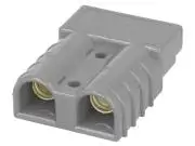 Nagyáramú DC csatlakozó, vezeték-vezeték, hermafrodita dugó, 2P, préseléses, szürke