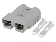 Nagyáramú DC csatlakozó, vezeték-vezeték, hermafrodita dugó, 2P, préseléses, szürke