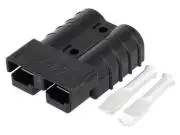 Nagyáramú DC csatlakozó, vezeték-vezeték, hermafrodita dugó, 2P, préseléses, fekete