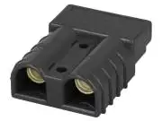 Nagyáramú DC csatlakozó, vezeték-vezeték, hermafrodita dugó, 2P, préseléses, fekete