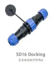 Lengő csatlakozó, IP68 védettség, 16mm, 6 pin, 5A