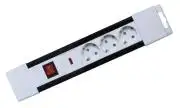 Home NVP 03K/WH túlfeszültség védett hálózati elosztó, 2 m, kapcsolós, H05VV-F 3G1,5 mm2 kábel, IP20 kivitel, 3 aljzat, max. 3500W, falra akasztható